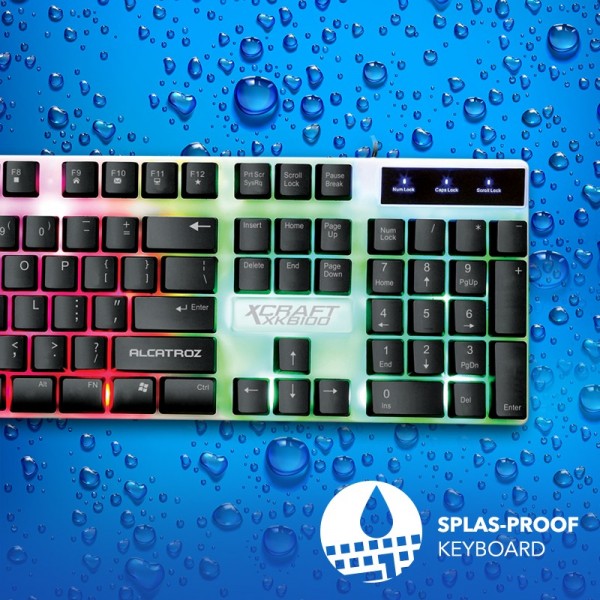 ALCATROZ SPILL PROOF GAMING KEYBOARD WITH BACKLIGHT EFFECTS