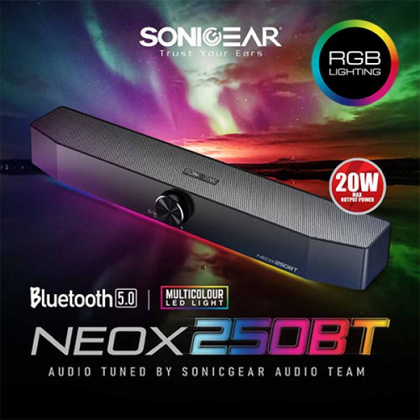 SONIC GEAR RGB BLUETOOTH SOUND BAR NEOX 250BT 20W BLACK