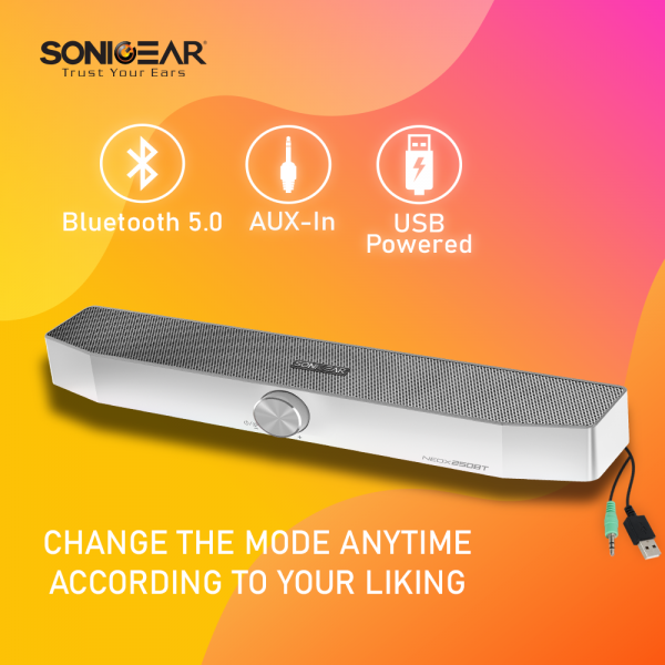 SONIC GEAR RGB BLUETOOTH SOUND BAR NEOX 250BT 20W WHITE