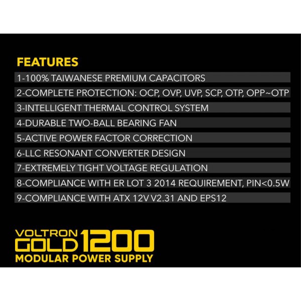 ARMAGGEDDON PSU VOLTRON GOLD 80+ RATING 1200W