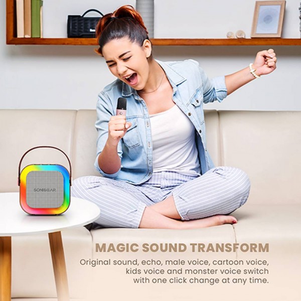 SONICGEAR IOX K200 BLUETOOTH 5.1 HOME KARAOKE PORTABLE SPEAKER WITH WIRELESS MIC PINK