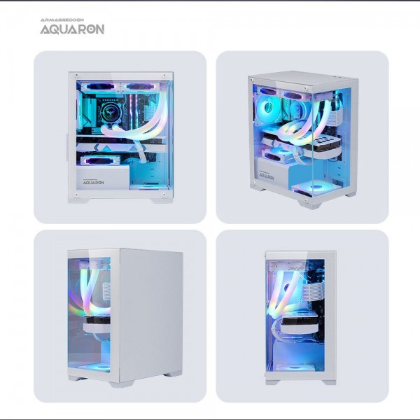 ARMAGGEDDON GAMING PC CASE MATX AQUARON WHITE