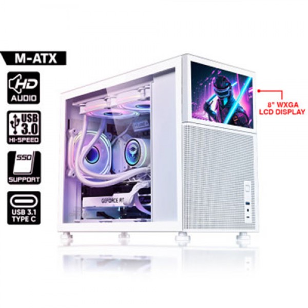 ARMAGGEDDON GAMING PC CASE MATX TESSARAXX COREVISION WHITE