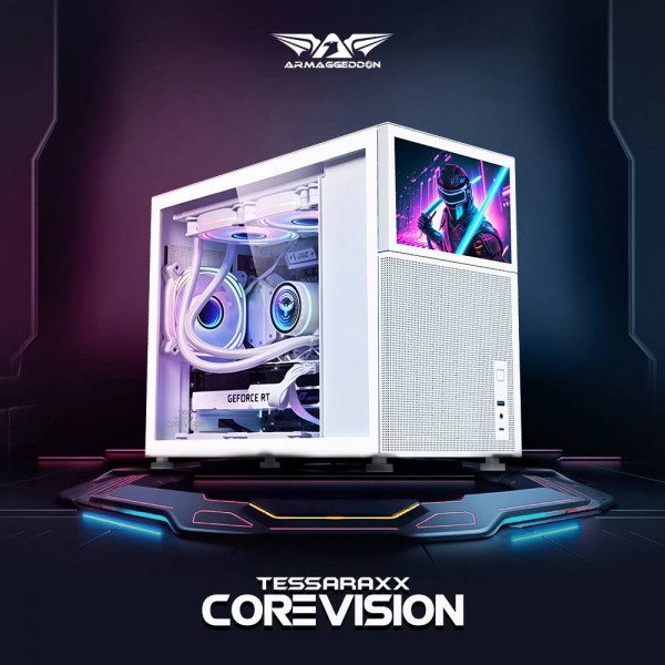 ARMAGGEDDON GAMING PC CASE MATX TESSARAXX COREVISION WHITE