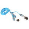 PLATINET USB UNIVERSAL CABLE 2 IN 1 MICRO USB & LIGHTNING PLUGS BLUE RETAIL PACK