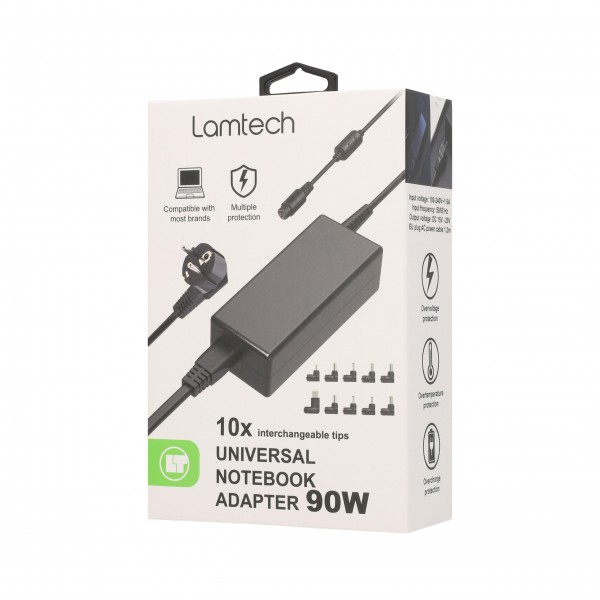 LAMTECH UNIVERSAL NOTEBOOK ADAPTER 90W 19V-20V 10 TIPS