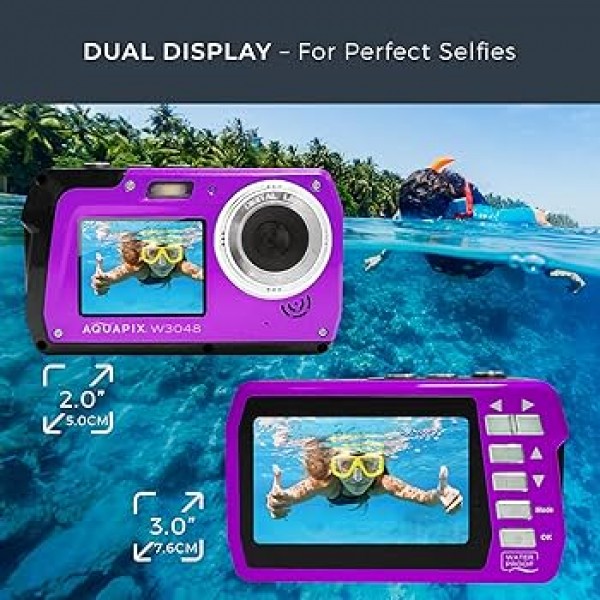 AQUAPIX WATERPROOF 4K CAMERA W-3048 PURPLE EDGE