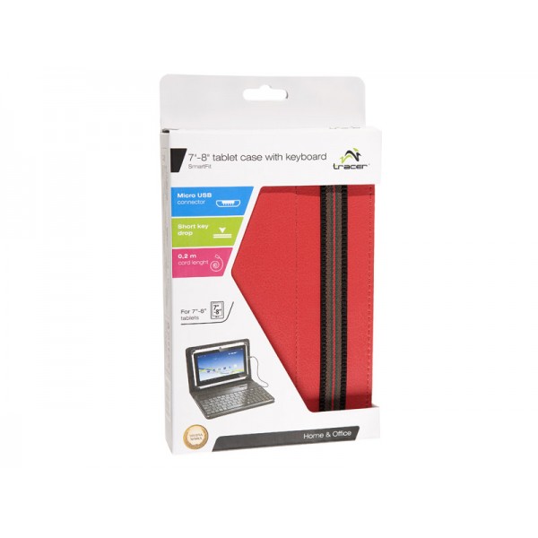 TRACER TABLET CASE WITH KBRD 7'-8' SMART FIT RED