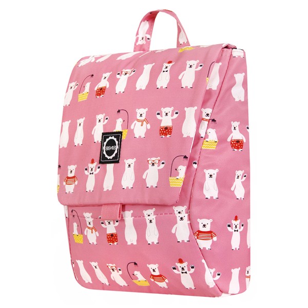 8848 TRAPEZOIDAL BACKPACK FOR CHILDREN WITH WHITE BEARS PRINT