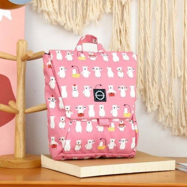 8848 TRAPEZOIDAL BACKPACK FOR CHILDREN WITH WHITE BEARS PRINT