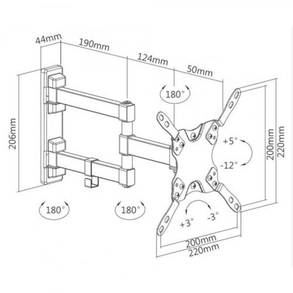 SBOX WALL MOUNT WITH DOUBLE ARM 13'-43'