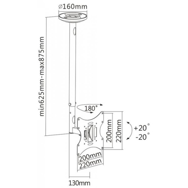 SBOX CEILING MOUNT FOR LCD-PLASMA SCREENS 23'-43'