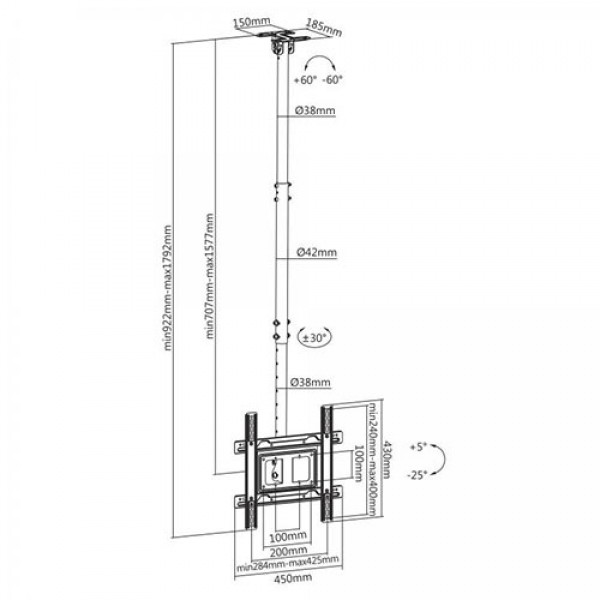 SBOX CEILING MOUNT FOR TV 32' - 55' / 81 - 140 cm