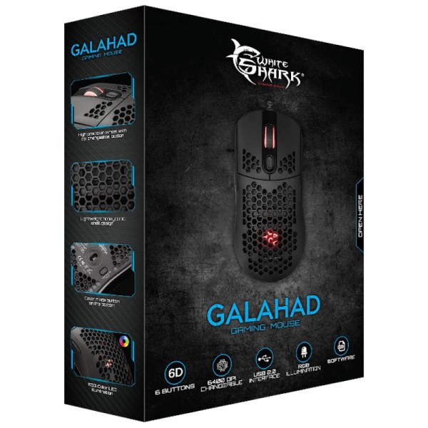 WHITE SHARK MOUSE GM-5007B GALAHAD 6400dpi BLACK