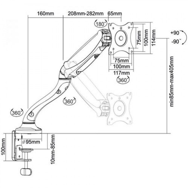 SBOX MONITOR STAND FOR 1 SCREEN 13'-27', 33 - 69 cm