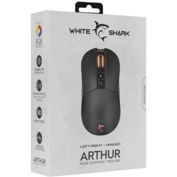 WHITE SHARK GAMING MOUSE 10000 DPI BLACK ARTHUR