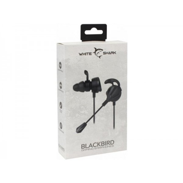 WHITE SHARK IN-EAR HEADSET + MICROPHONE BLACKBIRD