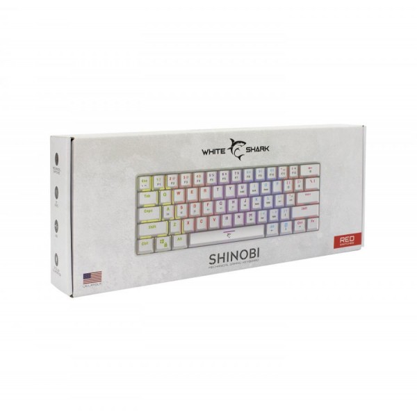 WHITE SHARK MECHANICAL KEYBOARD RED SWITCH SHINOBI WHITE