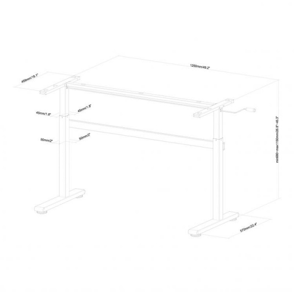 SBOX DESK WITH MANUAL HEIGHT ADJUSTMENT