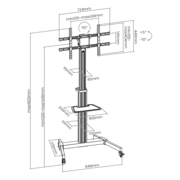 SBOX FLOOR MOUNT 37-86' 50KG 600X400