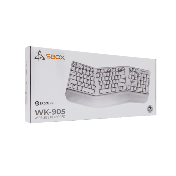 SBOX WIRELESS ERGONOMICAL KEYBOARD WHITE US LAYOUT