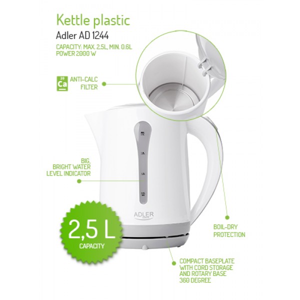 ADLER PLASTIC KETTLE 2.5 L