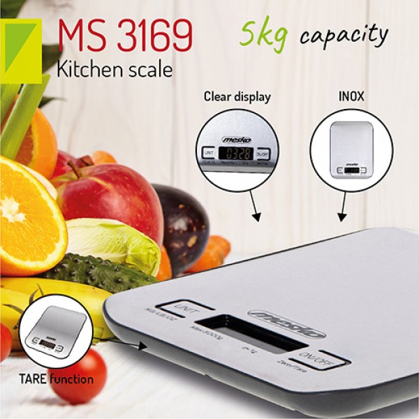 MESKO KITCHEN SCALE INOX BLACK