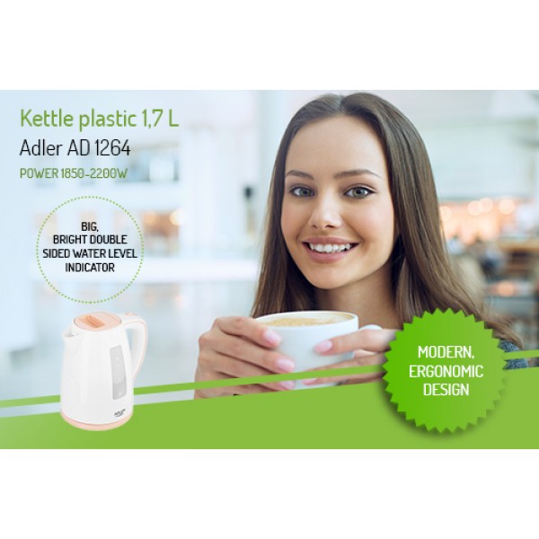 ADLER PLASTIC KETTLE 1,7L WHITE