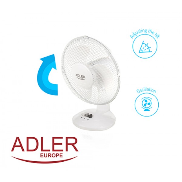 ADLER DESK FAN 23CM 22W~45W WHITE