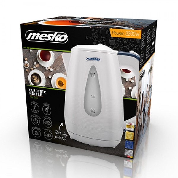 MESKO PLASTIC KETTLE 1,7L WHITE