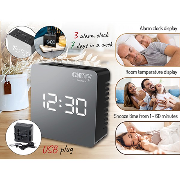 CAMRY LED ALARM CLOCK BLACK