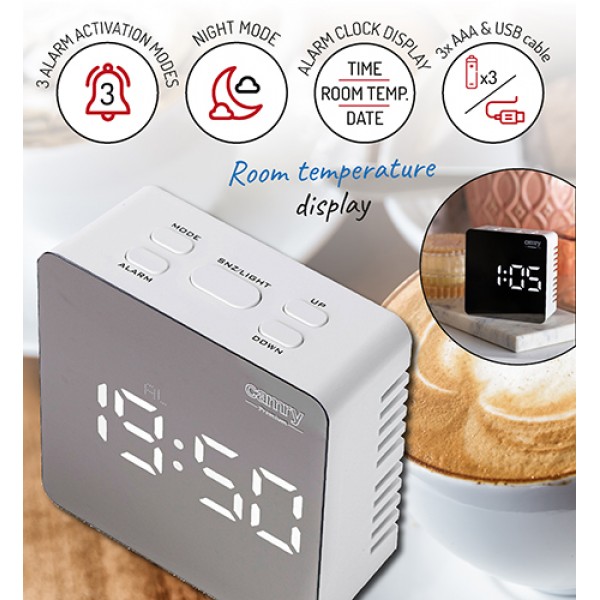 CAMRY LED ALARM CLOCK WHITE