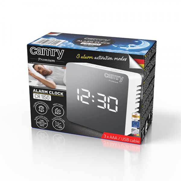 CAMRY LED ALARM CLOCK WHITE