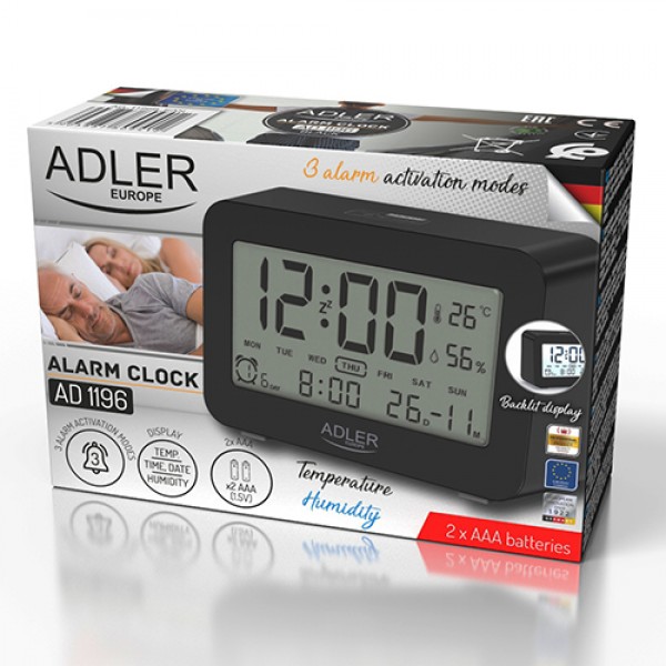 ADLER ALARM CLOCK BLACK