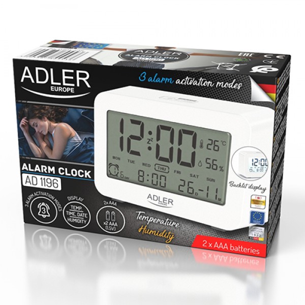 ADLER ALARM CLOCK WHITE