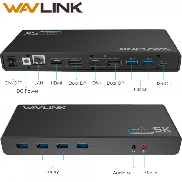 WAVLINK USB UNIVERSAL DOCKING STATION USB-C IN DUAL 4K