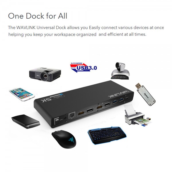 WAVLINK USB UNIVERSAL DOCKING STATION USB-C IN DUAL 4K