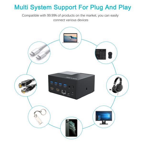 WAVLINK USB-C 4K DUAL DISPLAY UNIVERSAL DOCKING STATION WITH POWER DELIVERY