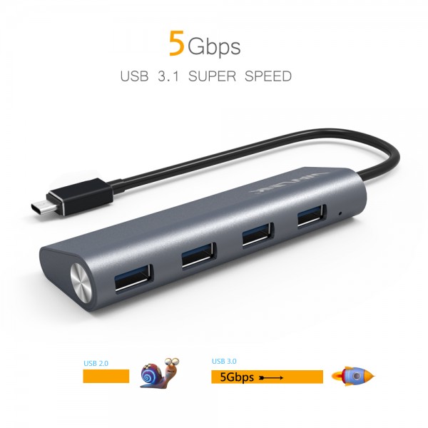 WAVLINK SUPERSPEED USB-C TO USB 3.0 4-PORT ALUMINUM HUB