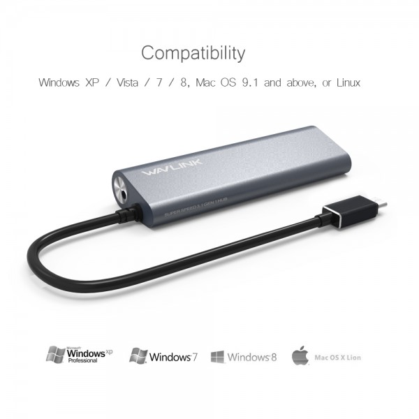 WAVLINK SUPERSPEED USB-C TO USB 3.0 4-PORT ALUMINUM HUB