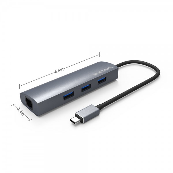 WAVLINK SUPERSPEED USB-C 4-PORT HUB WITH GIGABIT ETHERNET