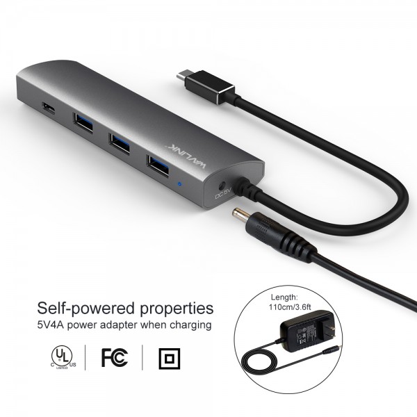 WAVLINK SUPERSPEED USB 3.0 TYPE C 4-PORT ALUMINUM HUB