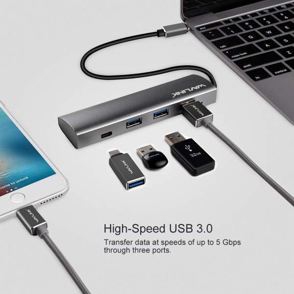 WAVLINK SUPERSPEED USB 3.0 TYPE C 4-PORT ALUMINUM HUB