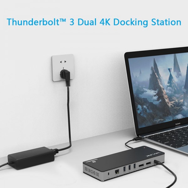 WAVLINK THUNDERBOLT 3 DOCKING STATION WITH CHARGE PD 60W WITH DP TO HDMI 4K 60HZ ADAPTER