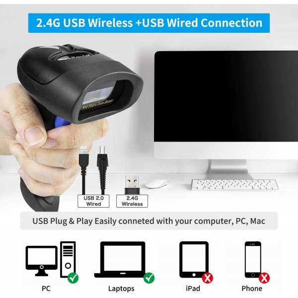 NETUM 2,4G WIRELESS QR BARCODE 2D SCANNER WITH STAND