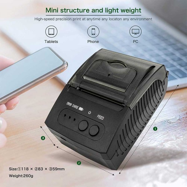 NETUM BT THERMAL RECEIPT PRINTER, PORTABLE 2' 58mm MINI USB POS PRINTER