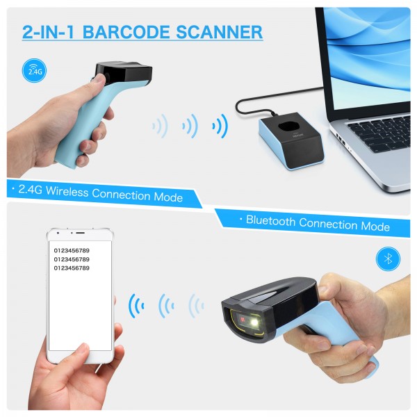 NETUM DS7500 2D WIRELESS 2.4Ghz BARCODE SCANNER HANDS FREE AUTOMATIC QR CODE READER