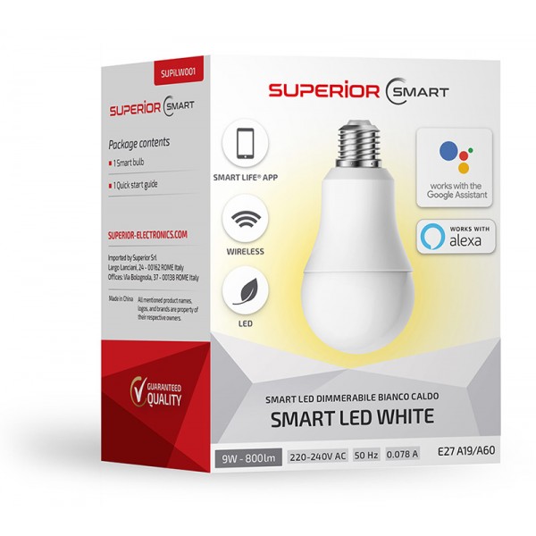 SUPERIOR SMART BULB WARM WHITE DIMMABLE LED A+ 10KWH/1000H E27