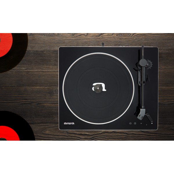 AIWA PREMIUM BELT-DRIVE TURNTABLE WITH PHONO PRE-AMP BLACK