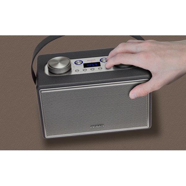 AIWA LEATHERETTE PORTABLE BLUETOOTH SPEAKER RMS 50W WITH MIC/GUITAR INPUT